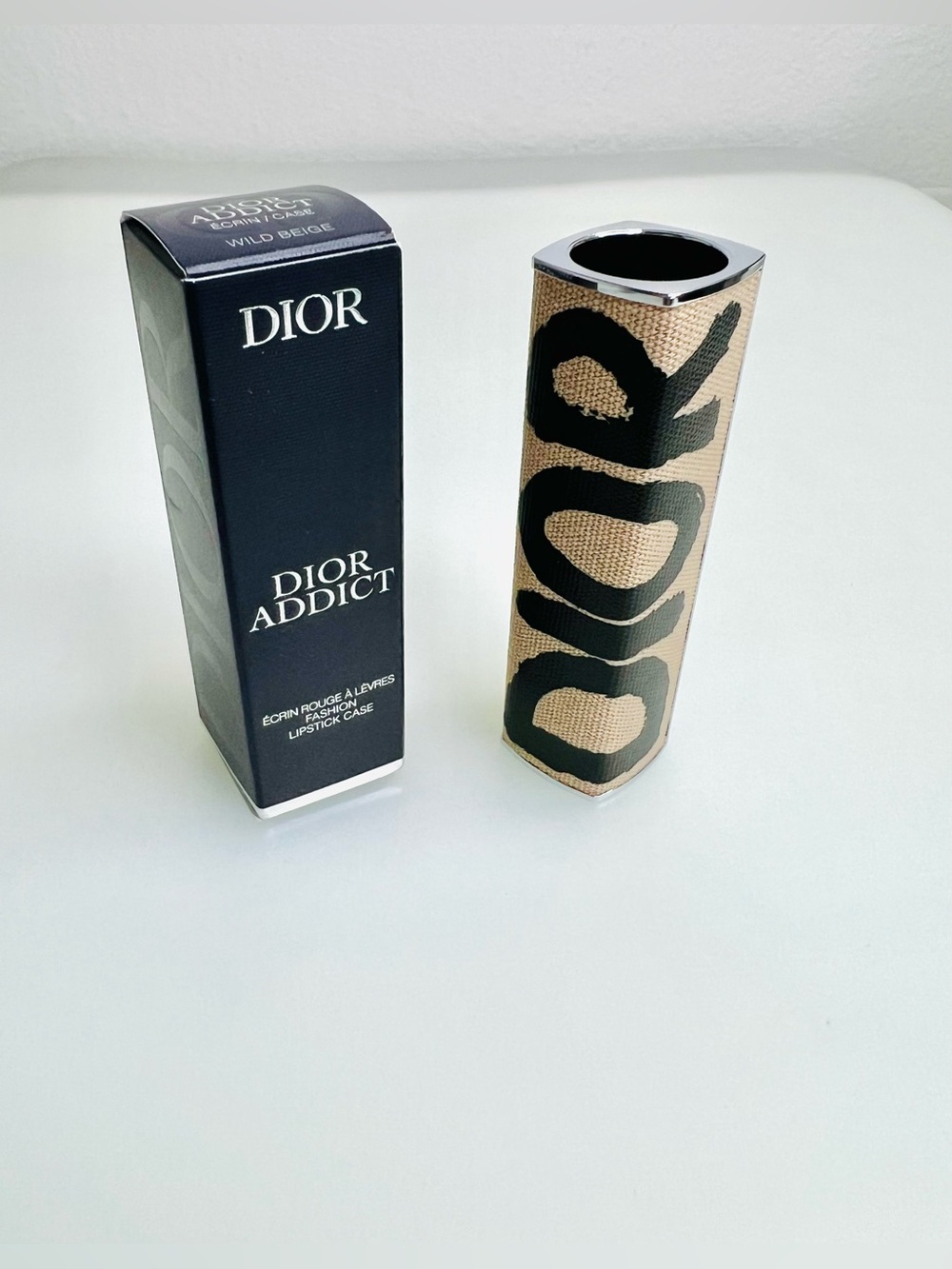 DIOR Addict Lipstick CASE with Miss Dior graffiti logo “Wild Beige”